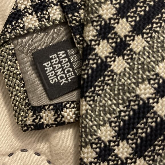 Vintage Black And‎ White Plaid Marcel Franck Paris 100% Silk  Necktie Old Money - Picture 5 of 10